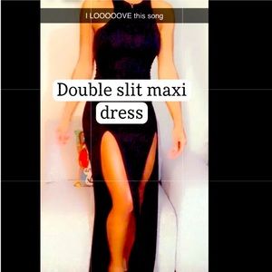 Double high slit, racerback, maxi dress